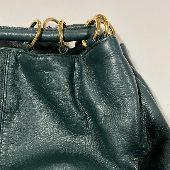 Bechamel- dark green leather bucket bag, backpack - Picture 4 of 9